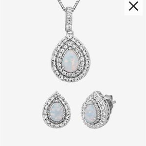 Opal necklace and earring set